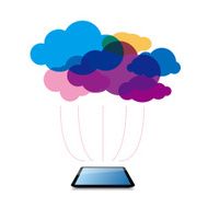 Connected cloud speech bubbles - Illustration