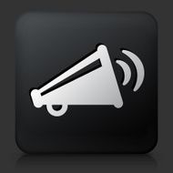 Black Square Button with Broadcasting Megaphone Icon