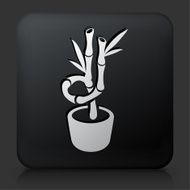 Black Square Button with Bamboo Tree