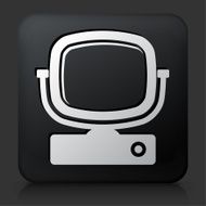 Black Square Button with Television Icon N6