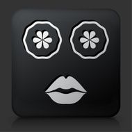 Black Square Button with Face Mask Icon