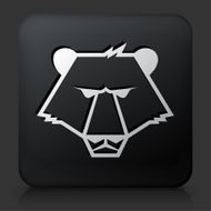 Black Square Button with Bear Icon