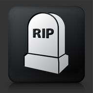 Black Square Button with RIP Tombstone