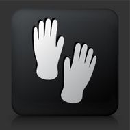 Black Square Button with Hand Prints Icon