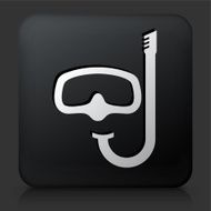 Black Square Button with Snorkeling Icon