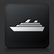 Black Square Button with Cruise Ship Icon