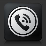 Black Square Button with Calling Icon