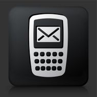 Black Square Button with Telephone Text Icon