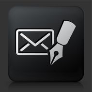 Black Square Button with Letter &amp; Pen Icon