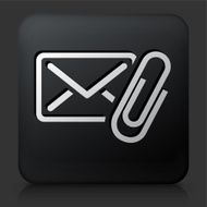 Black Square Button with Letter &amp; Paperclip Icon