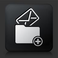 Black Square Button with Add Letter Folder Icon