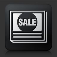 Black Square Button with Sale Newspaper Icon