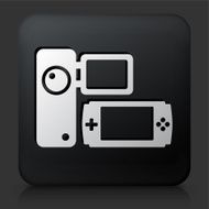 Black Square Button with Electronics Icon