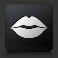 Black Square Button with Lips Icon