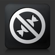 Black Square Button with No Candy Allowed Icon