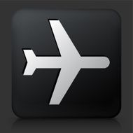 Black Square Button with Airplane Icon N3