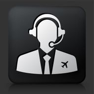 Black Square Button with Flight Control Icon