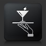 Black Square Button with Martini Glass Icon