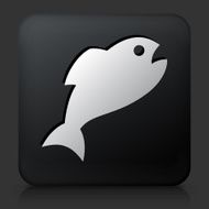 Black Square Button with Fish Icon