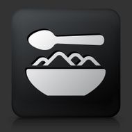 Black Square Button with Food Bowl Icon