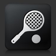 Black Square Button with Racquetball Icon