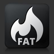 Black Square Button with Fat Burning Icon