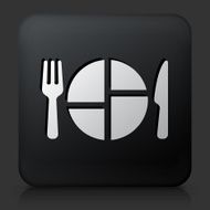 Black Square Button with Food Serving Icon