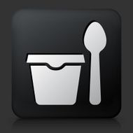 Black Square Button with Cup &amp; Spoon Icon