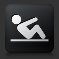 Black Square Button with Crunches Icon