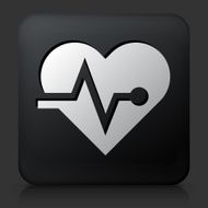 Black Square Button with Heart Pulse Icon