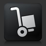 Black Square Button with Push Cart Icon