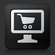 Black Square Button with Online Shopping Icon N2