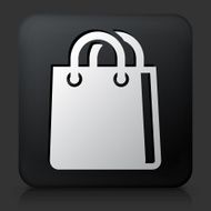 Black Square Button with Shopping Bag Icon