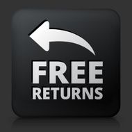 Black Square Button with Free Returns Icon