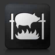 Black Square Button with Roasting Pig Icon
