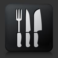 Black Square Button with Utensils Icon