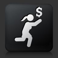 Black Square Button with Chasing Money Icon N2