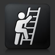Black Square Button with Ladder Of Success Icon