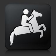 Black Square Button with Horse Ridding Icon N2