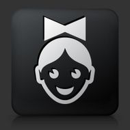 Black Square Button with Girl Student Icon N2