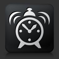 Black Square Button with Alarm Clock Icon
