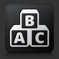 Black square button with Alphabet Blocks