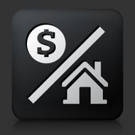 Black square button with Money over House