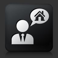 Black square button with Real Estate Agent and House