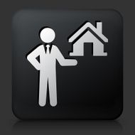 Black square button with Real Estate Agent Selling House