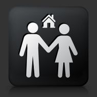 Black square button with Couple and New Home
