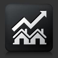 Black square button with Real Estate Market Increase