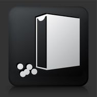 Black Square Button with Dog Food Icon