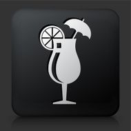 Black Square Button with Cocktail Glass Icon