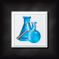 Flask and Beaker On A Square Blackboard Icon N2